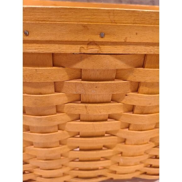 LONGABERGER 2002 Newspaper Basket, Plastic Liner Protector, Leather Handles EUC - Picture 12 of 15